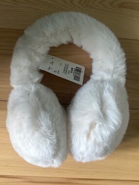 Plush Fuzzy White Kids Ear Muffs